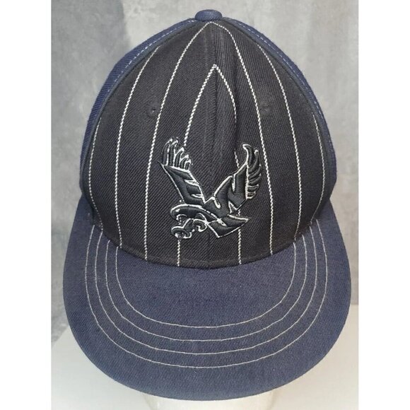 Black pinstripe Eastern Washington lined Zephyr Fitted 7 3/8 Blue Cap Eagles Hat - Picture 9 of 9